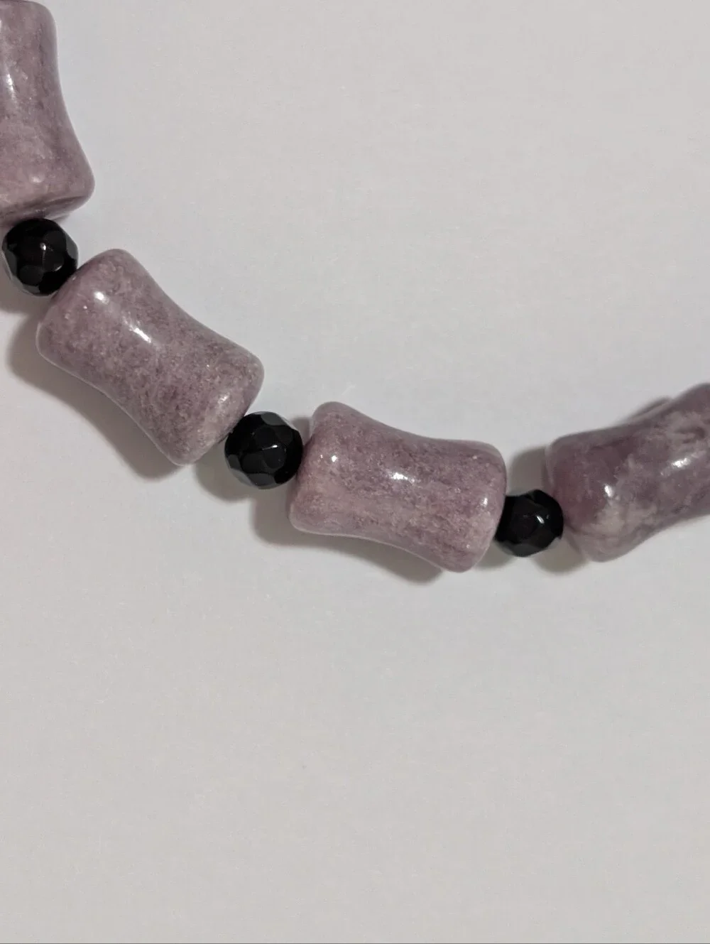 Natural Lepidolite/Purple Mica/Onyx Bracelet